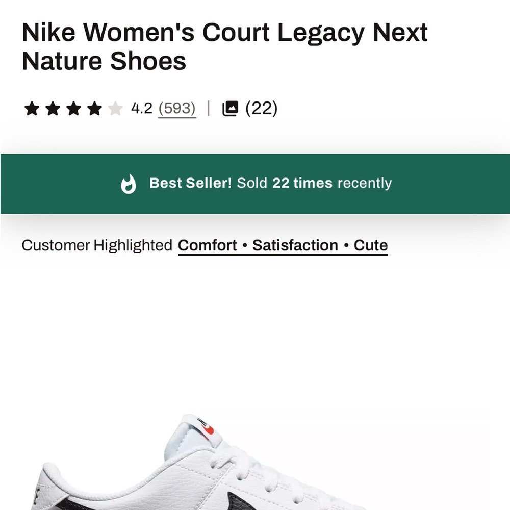 Nike Court Legacy White and Brown Women's Sneakers sz 9.5 - Picture 7 of 7